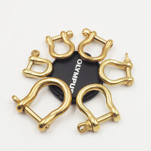 Твердый латунный металлический брелок с кожаным ремнем с кольцом D с винтовым крюком - Product Image 2