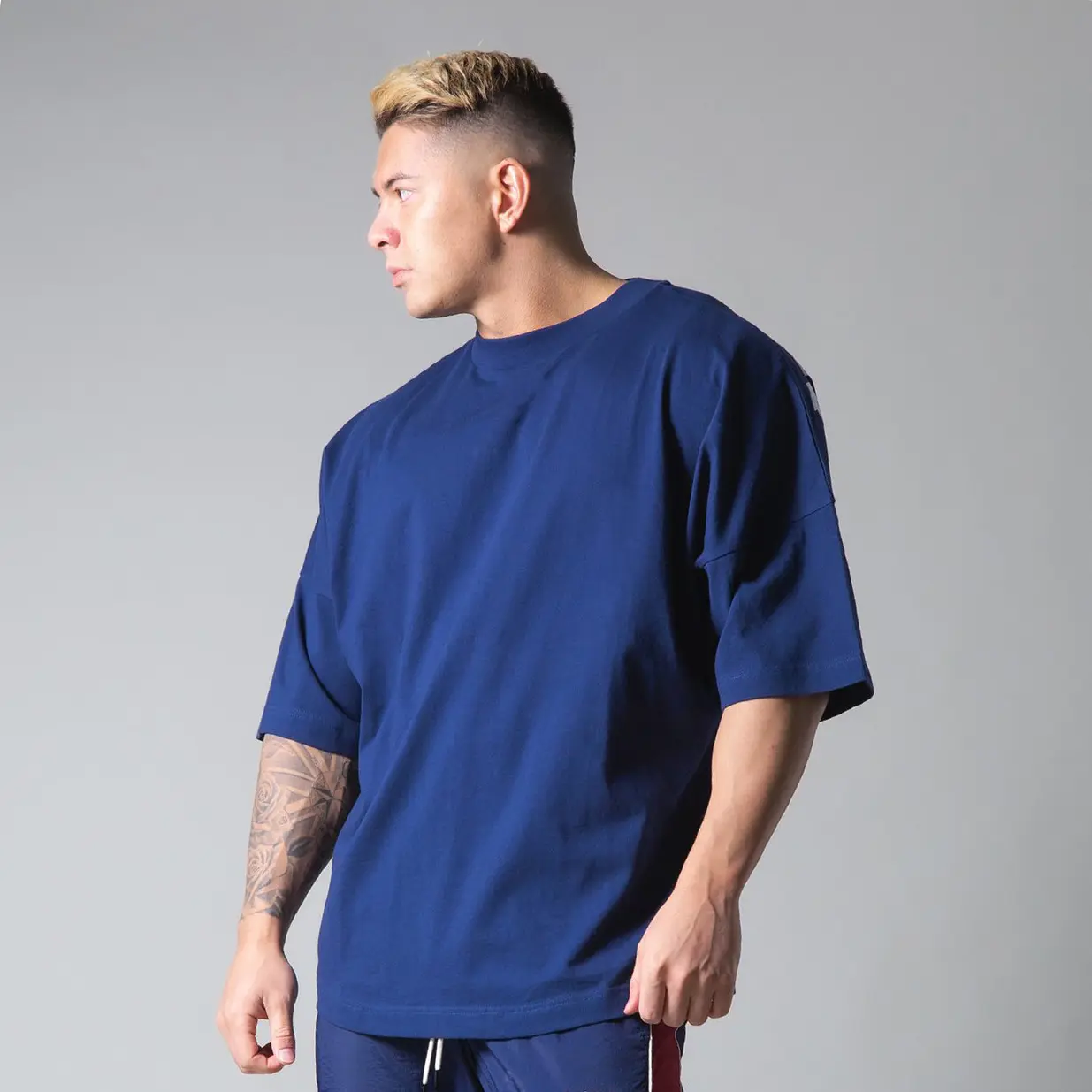 AOLA Casual Fitness Gym Men's Sports Solid Color Short Sleeve Men's T-shirts Plus Size Men's Clothes