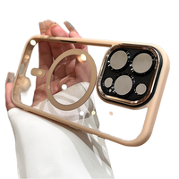 Coque de téléphone magnétique transparente en PC avec cadre d'objectif métallique amélioré, prête à l'emploi, pour iPhone 11/16 Pro/Pro Max