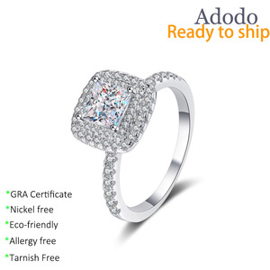 Anillo de Plata de Ley S925 con Moissanita de Corte Princesa de 1 Quilate, Cuadrado, con Certificado GRA, para Mujer, Venta de Fábrica - Product Image 1