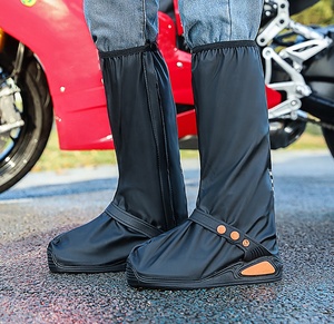 Couvre-chaussures imperméables antidérapants en PVC noir de 40 cm, réutilisables, pour <span class=keywords><strong>moto</strong></span>, pour hommes et femmes, vente en gros OEM - Product Image 1