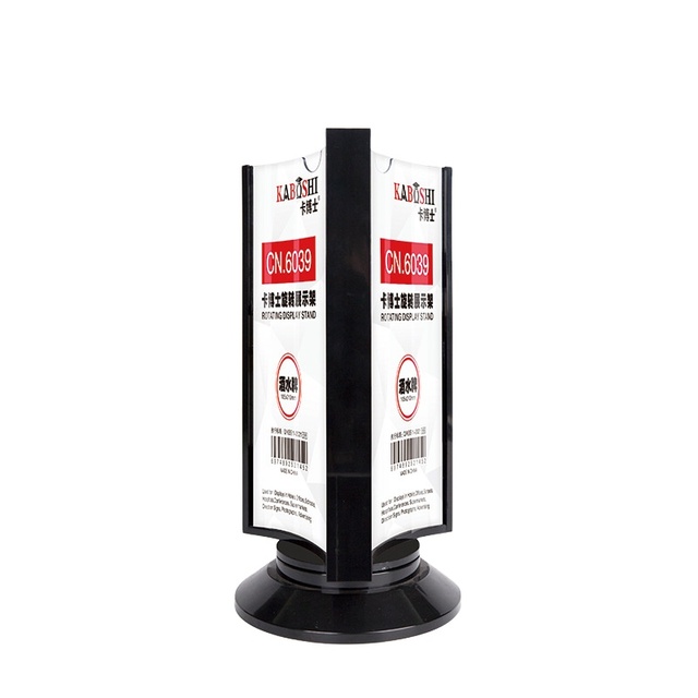 Menu Card Holder Three Sided Transparent Table Sign Display Stand Rotating Advertising Business Card Display Holder Stand