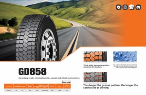 Pneu de camion lourd GD858 12R22.5 18PR L/F, pneu à bande de roulement profonde et haute traction pour routes mixtes/gravier, charge de 3550 kg - Product Image 3