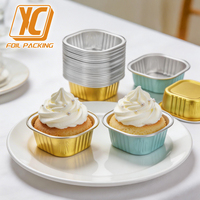 XC Y73 50ML Moule à cupcakes en papier moderne personnalisable, mini-contenant jetable en aluminium avec couvercle en plastique de qualité alimentaire