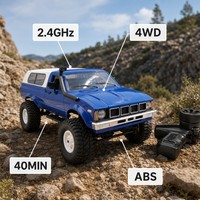 Voiture RC 4x4 tout-terrain, camionnette télécommandée, escalade, 2,4 GHz, LED, ABS + métal, 40 min, bleu, cadeau pour enfants et adultes
