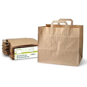 Sacs de courses en papier recyclé XXL 32x21x27cm à base large pour produits ménagers - Product Image 1