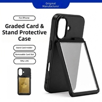 Étui de téléphone antichoc et anti-traces de doigts avec support de carte amovible pour 17 Pro Max, hybride TPU PC
