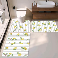 Ensemble de tapis de bain de Noël antidérapants et imperméables, 3 pièces, en forme de U, pour toilettes et lavabo, avec support en caoutchouc antidérapant sécurisé