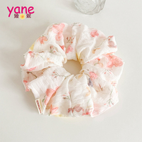 Scrunchie rambut besar berbahan kain floral Korea untuk wanita, lembut dan segar, aksesori rambut gaya liburan untuk kuncir kuda.