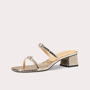 Sandalias con punta abierta para mujer, elegantes sandalias con punta cuadrada en relieve de cocodrilo con detalles de cristal para fiestas de verano - Product Image 1