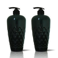 Grosir 1 Liter 1000Ml Hitam Plastik PET Botol Sampo Shower Gel Kemasan Botol dengan Pompa