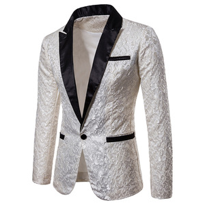 Vestes décontractées pour hommes, costumes de soirée, mode haut de gamme, blazers floraux dorés de luxe, costume décontracté pour hommes d'affaires - Product Image 6