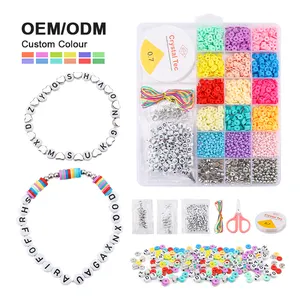 Leemook DIY Glasbuchstaben Samen Kind Perlen-Set Perlen Schmuck Armbänder Herstellung Ringe Zubehör Perlen-Set für Kinder