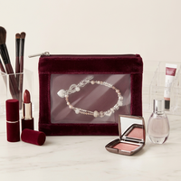 Pochette à bijoux en velours avec fenêtre transparente, sac de voyage de luxe en velours à fermeture éclair, étui de rangement pour bijoux, pochette de présentation, sacs anti-poussière