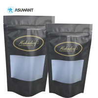 Personnalisé Imprimé 2 lb Noir Mat Stand Up Pochette Rescellable de Serrure de Fermeture Éclair de Papier D'aluminium De Mylar Sacs D'emballage de Farine avec Givré fenêtre