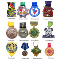Médailles de sport en métal personnalisées pour les compétitions de marathon Médaille de gravure de remise des diplômes d'Halloween de la fête nationale avec ruban