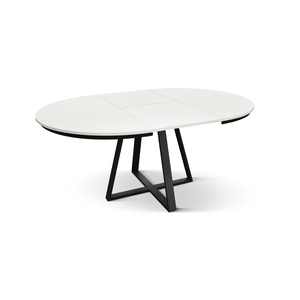 Dorota Extendable <b>Round</b> <b>Table</b> 120 To 170 Cm <b>White</b> Ash Melamine Top Iron Base Indoor Use - Product Image 2