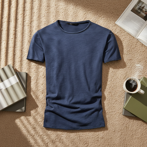 <span class=keywords><strong>Nouvelle</strong></span> collection été transfrontalière : T-shirt homme décontracté uni à manches courtes, coupe ajustée, en coton bambou anti-humidité, col rond, taille européenne - Product Image 1