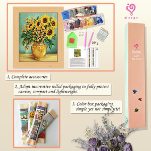 Kit de Arte de Pintura de Diamantes Personalizado, Mosaico de Gemas 5D DIY, Estilo Romano con Tema de Paisaje Vegetal y Girasoles - Product Image 3