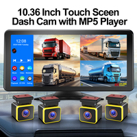 Moniteur DVR MP5 tactile 4 canaux 10,36 pouces avec écran partagé, enregistreur AHD 1080P et kit de caméras avant, latérales et de recul pour camping-car, camion et remorque