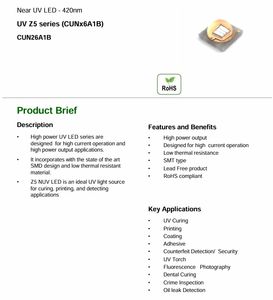 Original Brand New CUN86A1G Seoul 3535 Curing Lamp Chip Led <b>Uv</b> For Coating - Product Image 2
