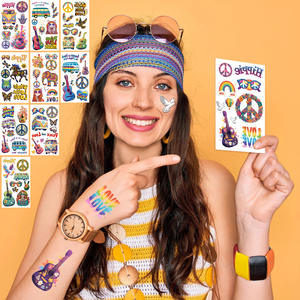 Design personnalisé Lot de 10 autocollants de tatouage de décoration de fête d'amour de paix temporaires étanches par transfert d'eau - Product Image 1
