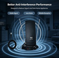 Antenne TV Intérieure Numérique 4K DVB-T2 AR-468AW avec Amplificateur pour Réception TV HD Gratuite