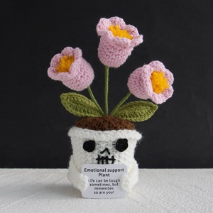 Muñeco de punto artesanal de lirio de los valles de Halloween, planta en maceta de acrílico tejida, de alta simulación, para escritorio - Product Image 3