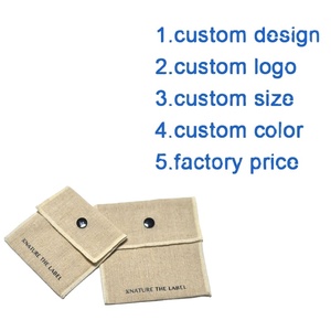 Pochette à bijoux en lin naturel écologique avec séparateur, personnalisable avec logo, pour bijoux et boutons - Product Image 5