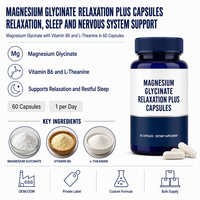 Capsules d'extrait de glycinate de magnésium haute puissance, formule de récupération musculaire, marque privée, distribution mondiale, fournisseur GMP ISO