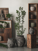 Pot de fleurs respirant de style Wabi-Sabi en ciment rétro pour une utilisation en intérieur/extérieur, décoration de salon, plantes vertes