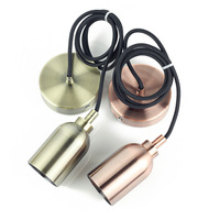 Support de lampe E27 douille d'ampoule à vis Loft vintage avec câble électrique en tissu tressé de couleur de 1m Bases de suspension en céramique