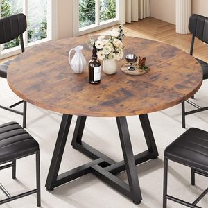 Table à manger ronde en bois SENYU pour 4-6 personnes, base sur pieds, gain de place, pour cuisine et salle à manger - Product Image 6