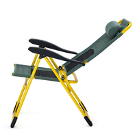 Chaise de camping pliable à dossier haut avec appui-tête et accoudoirs, chaise longue portable d'extérieur pour la plage, la pêche