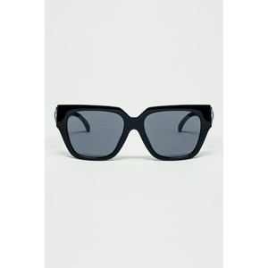 Occhiali da Sole Geometrici Spessi Neri con Lenti Nere - Product Image 2