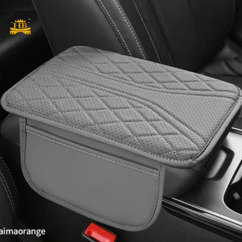 HB D-5227 Universal Car Armrest Pad with Storage Box - Leather Center Console Cover