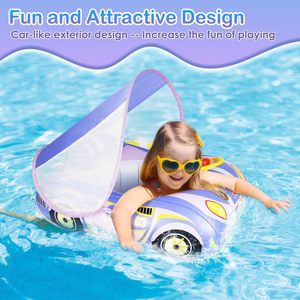 Inflatable Car Seat Ring 73x53cm With Sunshade And Horn For Children Swimming Pool Float - Product Image 3