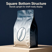 Sac à café mat doux au toucher personnalisé CM avec rainurage laser et valve à fermeture éclair pour café en grains et café moulu 340g