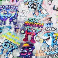 Transferts thermocollants DTF personnalisés, motifs Six Seven Donut Robot Cartoon, autocollants DIY pour la décoration de vêtements, vinyle pour T-shirt