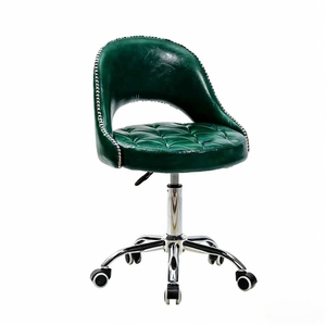 K Black <b>Adjustable</b> Barber Chair Quilted Upholstered Salon <b>Stool</b> Swivel Rolling Back Chair for Beauty Studio - Product Image 2