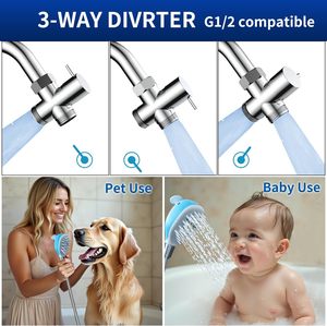 Whale Shape Pets Dogs Sprayer and Scrubber <strong>Shower</strong> Tool <strong>Head</strong> Bath <strong>Attachment</strong> with 3 Modes - Product Image 3