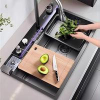 de cuisine en acier inoxydable 304 de qualité supérieure, lavabo rectangulaire à une cuvette avec surface nano monotrou