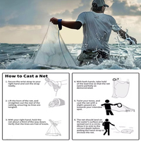 Jaring Lempar Air Asin untuk Umpan Ikan, Jaring Lempar dengan Radius 3/4/5/6/7/8/9/10 kaki dengan Pemberat Seng yang Kuat