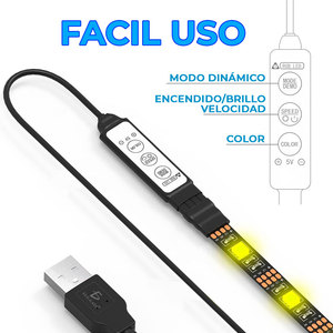 Luces LED RGB ELE-GATE 5050 de 5M con Control USB, Luces de Colores Cambiantes para Auto y Fiestas - Product Image 3