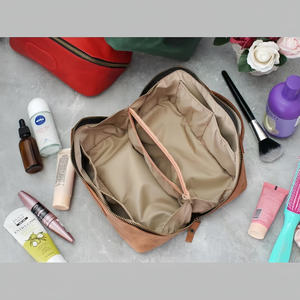 New Design Suede Leather <b>Travel</b> Cosmetic <b>Case</b> Toiletry Bag Personalized Beauty Makeup Pouch Organizer For Women - Product Image 5