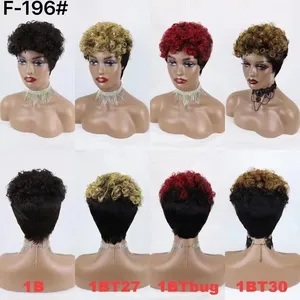 Letsfly Wholesale Short Cut African wig Human HairWig Non Lace Curly Hair Weave Wigs Virgin Cuticle Aligned Hair Free Shipping