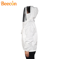 Nouvelle veste d'apiculteur en coton blanc avec capuche intégrée, voile et fermeture éclair, le chapeau et le manteau peuvent être séparés