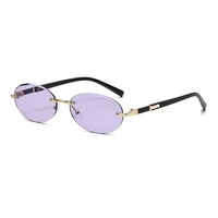 Lunettes de soleil ovales rétro 215 sans monture en métal, coupe diamant, style européen et américain, protection UV, luxe décontracté