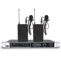Système de microphone sans fil professionnel KC-1102 UHF à 2 canaux, dynamique, à réduction de bruit, avec casque métallique et micro-cravate, 600 fréquences, pour l'enseignement