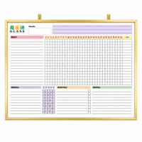 Tableau blanc magnétique en alliage d'aluminium doré, tableau effaçable à sec, mural, 45x60cm, calendrier de bureau, école pour enfants